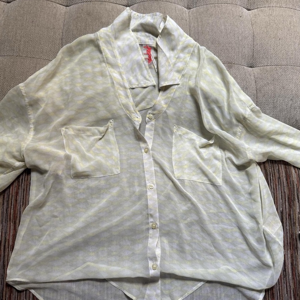 Free People Sheer Cream Blouse